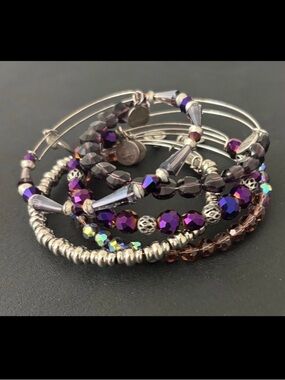 Alex and Ani Bracelets, Lot of 5, Wraps/Bangles “Purple” #223